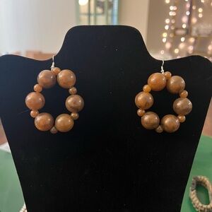 Chic Brown Beaded Hoop Earrings